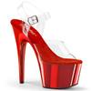 Pleaser - ADORE708 Sandale à bride à la cheville, Pole dance chaussures - Rouge/Transparent Product image